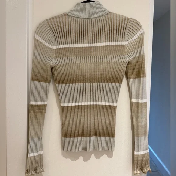 Jonathan Simkhai Allyson Striped Ribbed Polo Zip-Up Sweater - Picture 3 of 5